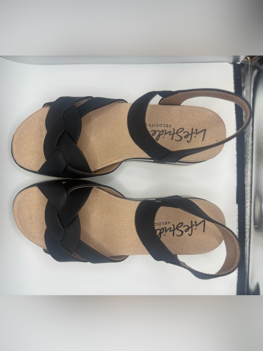 LifeStride Zuri Women’s Braided Strap Sandals Black/White Size 6 - Picture 6 of 9